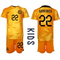 Nederland Denzel Dumfries #22 Fotballklær Hjemmedraktsett Barn VM 2022 Kortermet (+ korte bukser)